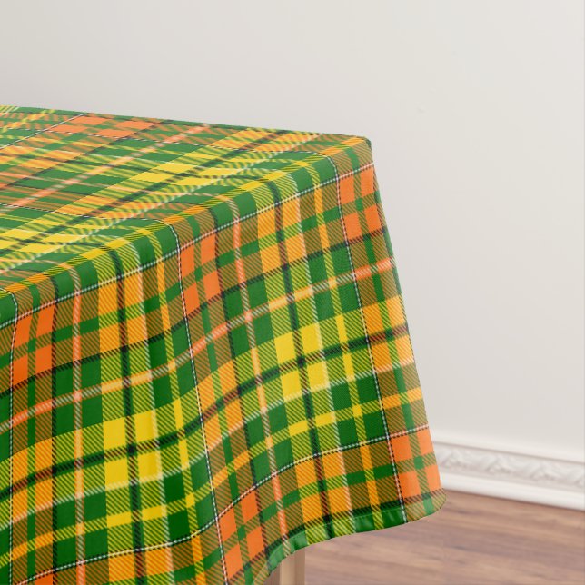 Green Yellow Orange Plaid Tartan Design  Tablecloth (In Situ)