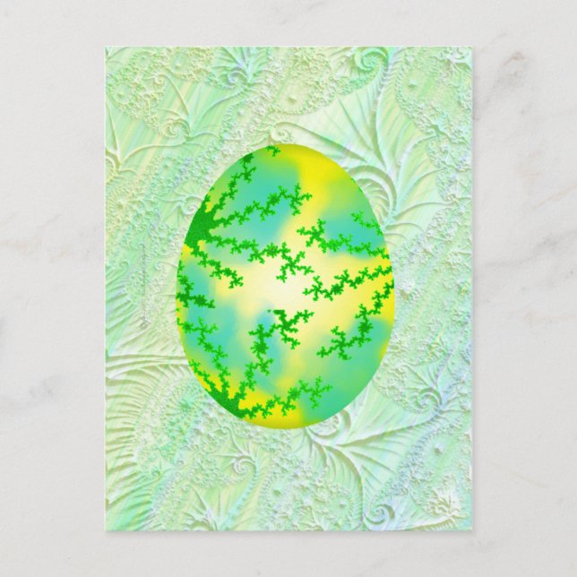 Green & Yellow Painted Egg Postcard (Front)