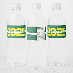 Green & Yellow Personalized Graduation Water Bottle Label