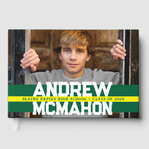 Green & Yellow Photo Graduation Personalized Guest Book