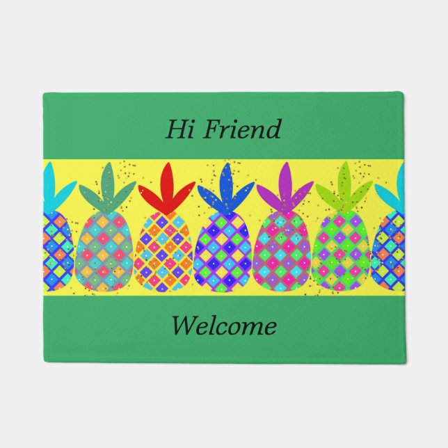 Green & Yellow Pineapple Doormat (Front)
