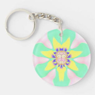 Green Yellow Pink Purple Circular Acrylic ~ Keycha Keychain