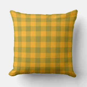 Green Yellow Plaid Chequered Pattern Throw Pillow