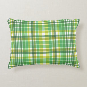 Green Yellow Plaid Design Accent Pillow