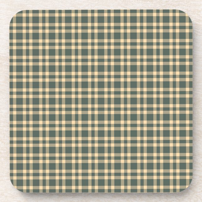 Green Yellow Plaid Pattern Coaster (Front)