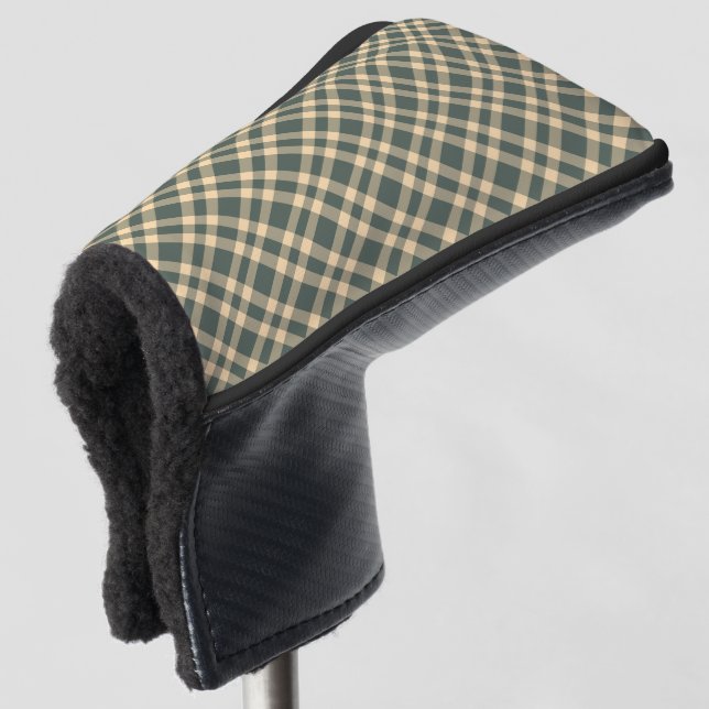 Green Yellow Plaid Pattern Golf Head Cover (3/4 Front)