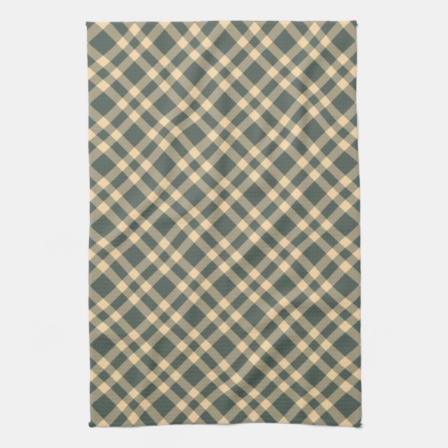 Green Yellow Plaid Pattern Kitchen Towel (Vertical)