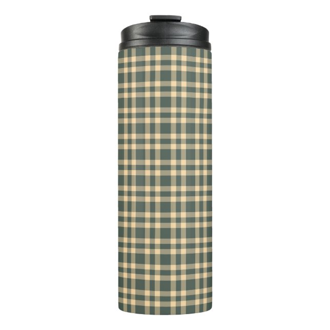 Green Yellow Plaid Pattern Thermal Tumbler (Front)