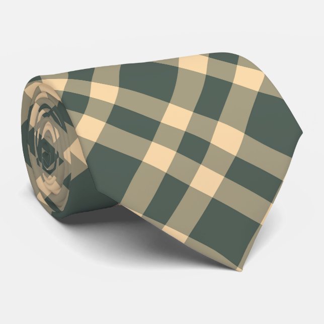 Green Yellow Plaid Pattern Tie (Rolled)