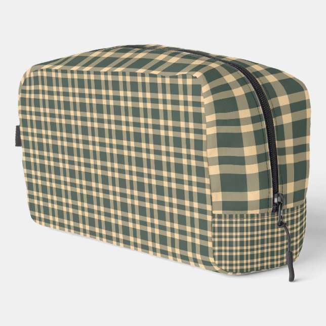 Green Yellow Plaid Pattern Toiletry Bag (Right Corner)