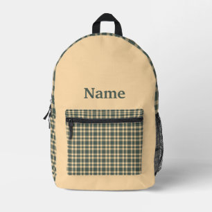 Green Yellow Plaid Personalize Pattern Printed Backpack