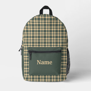 Green Yellow Plaid Personalize Pattern Printed Backpack