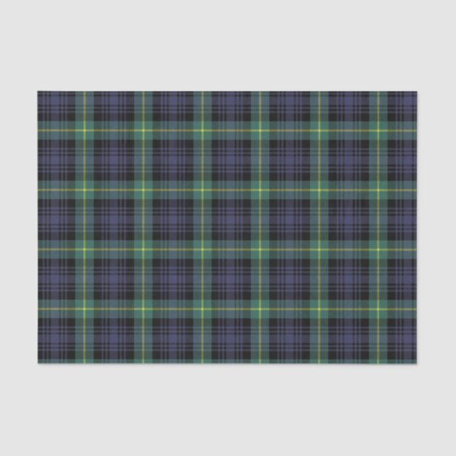 Green Yellow Purple Black Scottish Tartan Plaid Tissue Paper (Front)