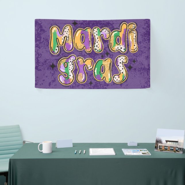 Green Yellow Purple Mardi Gras Banner (Tradeshow)