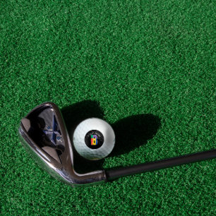 Green yellow red Monogram initial B black white Golf Balls