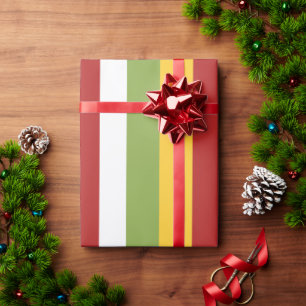 Green Yellow Red Stripes Wrapping Paper