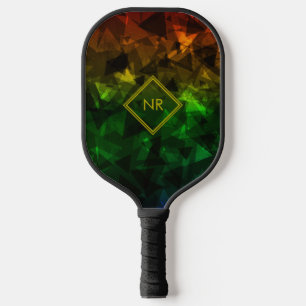   Green Yellow Red Triangle Pattern Colourful Rast Pickleball Paddle