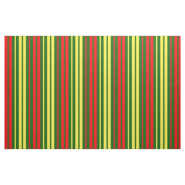 Green Yellow Red Vertical Stripes Design   Fabric (Fat Quarter)