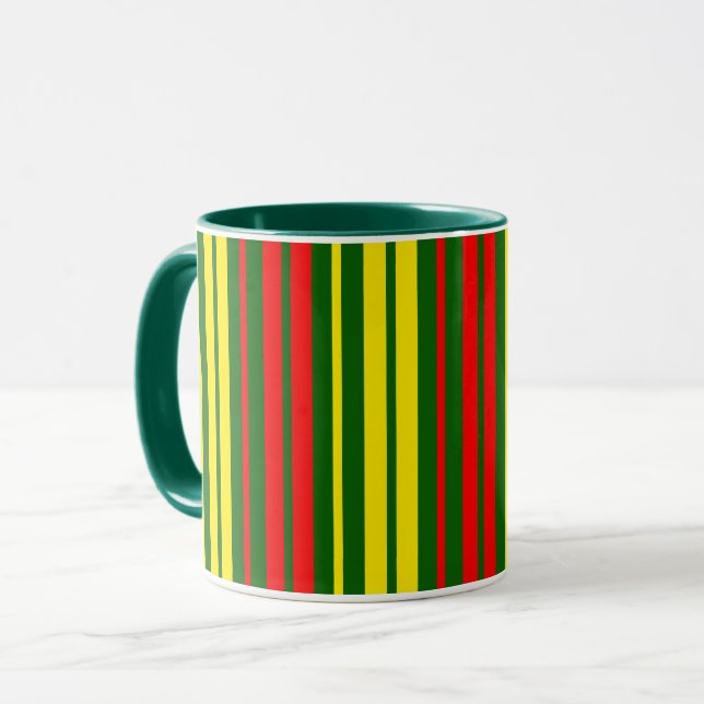 Green Yellow Red Vertical Stripes Design   Mug (Front Left)