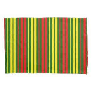 Green Yellow Red Vertical Stripes Design   Pillowcase