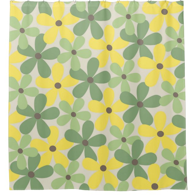 Green Yellow Retro Y2K 70s Flower Pattern (Front)