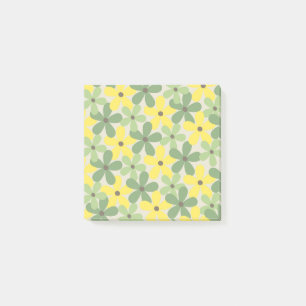 Green Yellow Retro Y2K 70s Flower Pattern Post-it Notes