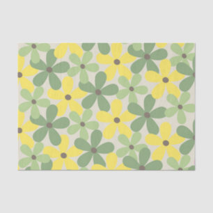 Green Yellow Retro Y2K 70s Flower Pattern Tissue Paper