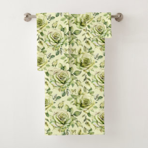 Green Yellow Rose Olive Chartreuse Lime Bath Towel Set
