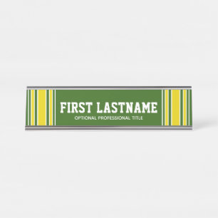 Green Yellow Sports Jersey Name - Can EDIT Colour Desk Name Plate