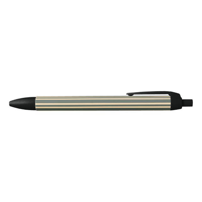 Green Yellow Stripes Pattern Black Ink Pen (Top)