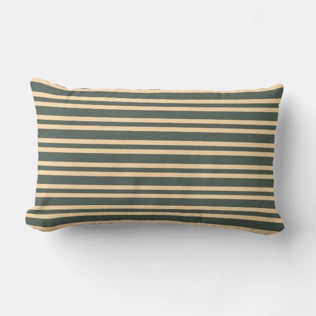 Green Yellow Stripes Seamless Pattern Lumbar Pillow (Front)