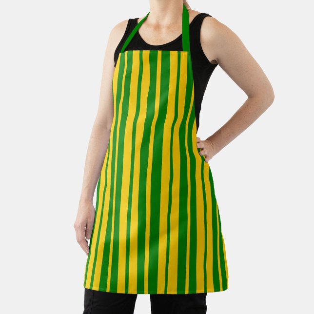 Green Yellow Stylish Stripes Pattern Design  Apron (Creator Uploaded)