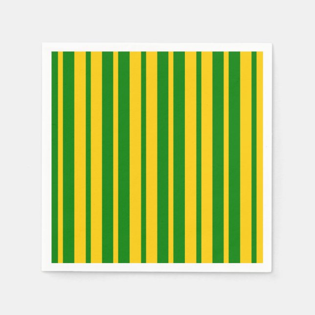 Green Yellow Stylish Stripes Pattern Design  Napkin (Front)