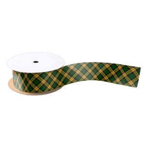 Green Yellow Tartan Plaid Argyle Pattern Satin Ribbon