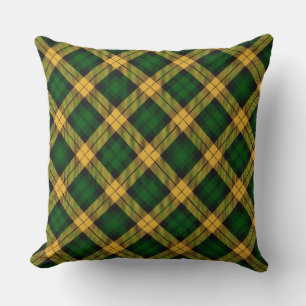 Green Yellow Tartan Plaid Argyle Pattern Throw Pillow