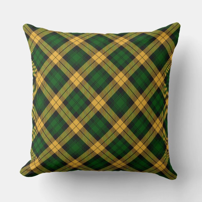 Green Yellow Tartan Plaid Argyle Pattern Throw Pillow (Front)