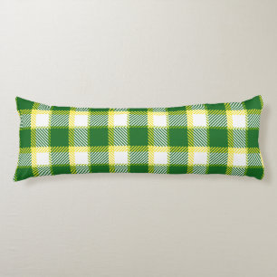 Green & Yellow Tones Plaid Geometric Pattern Body Pillow