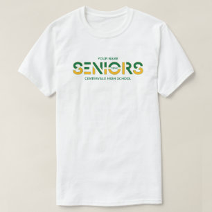 Green & Yellow Two-Colour Seniors Sliced Letters T-Shirt