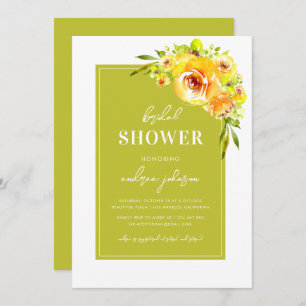 Green & Yellow Vibrant Summer Garden Bridal Shower Invitation