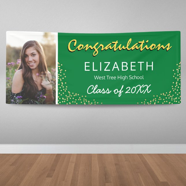 Green Yellow White 2025 Graduation Photo Banner (Creator Uploaded)