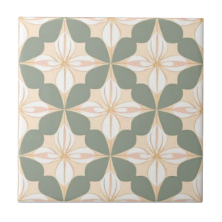 Green, yellow, white and pink floral tile