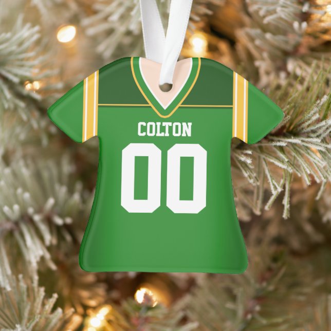 Green/Yellow/White Football Jersey Ornament (Tree)