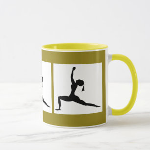 Green Yellow 'Yoga Designs'  Combo Coffee Mug/ Cup