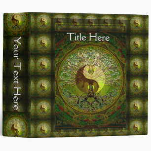Green Yin Yang Mandala with Tree of Life Binder