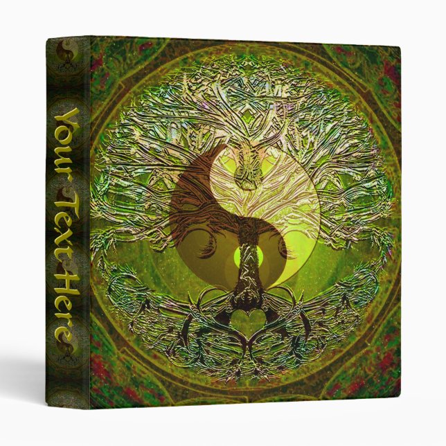 Green Yin Yang Mandala with Tree of Life Binder (Front/Spine)