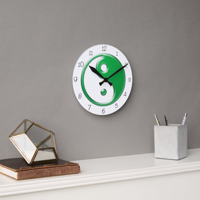 Green Yin Yang Round Clock (Office)