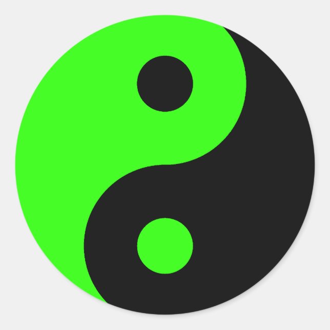 Green Yin Yang Symbol Classic Round Sticker (Front)