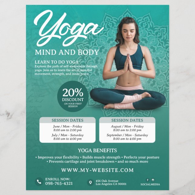 Green Yoga Class  Flyer (Front)