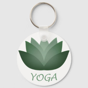 Green Yoga Lotus Flower Keychain