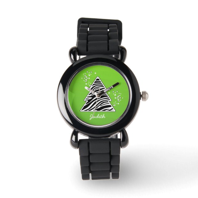 Green Zebra Christmas Tree Watch (Front)